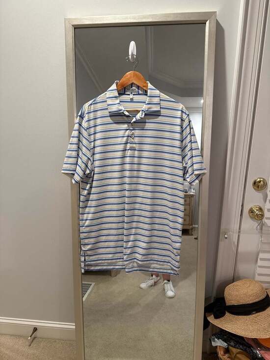 Peter Millar Other - Peter Millar Summer Comfort Performance Stripe Short Sleeve Golf Polo - Maritime
